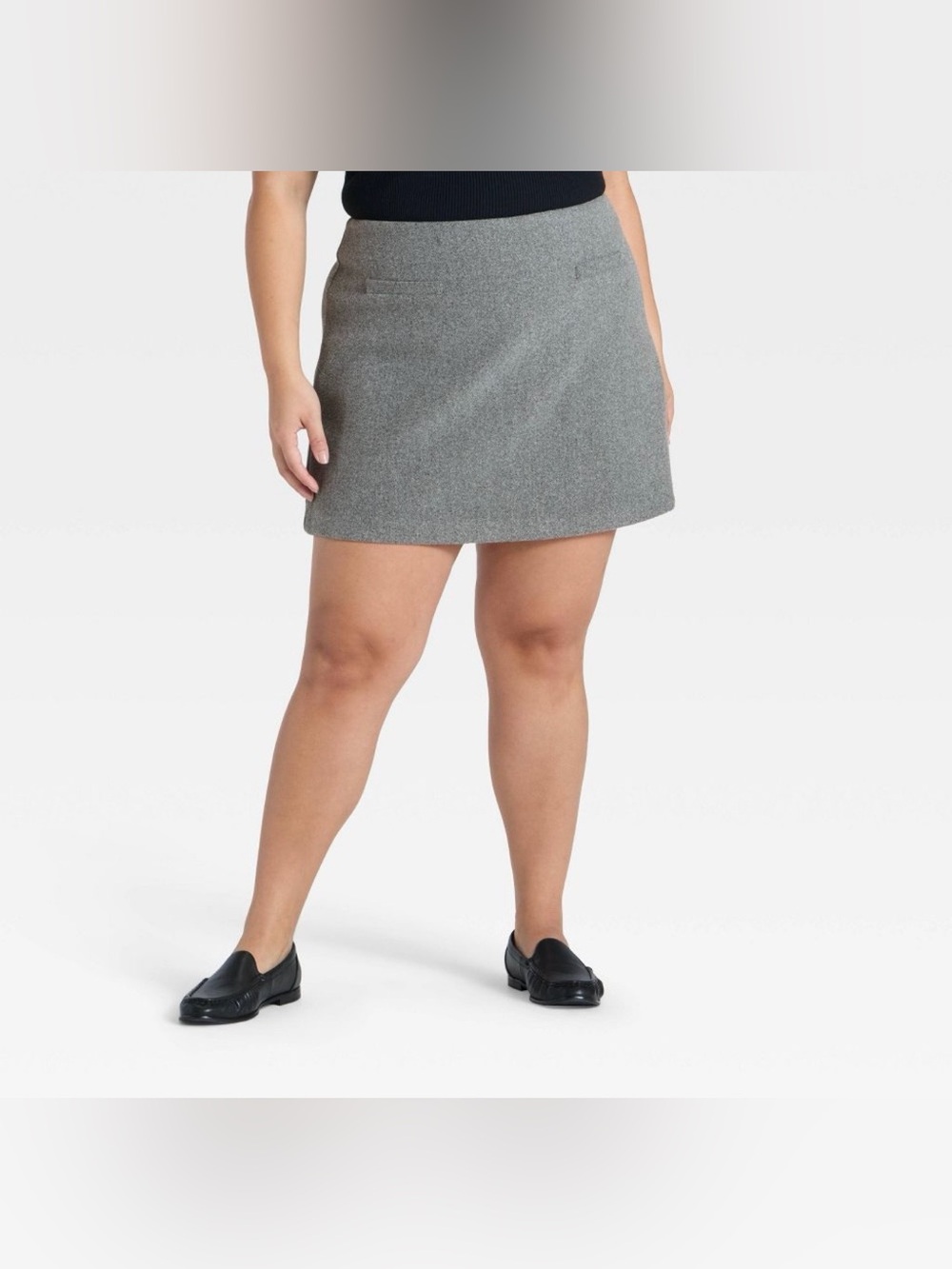 A New Day Women's Tailored Heather Gray Wool Blend Mini Skirt 4474R9, Size 14